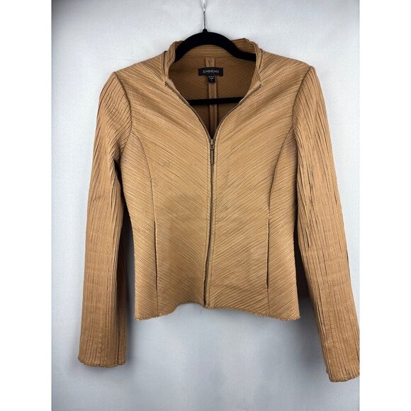 Bebe Womens Tan Leather Jacket Size S - Picture 2 of 5
